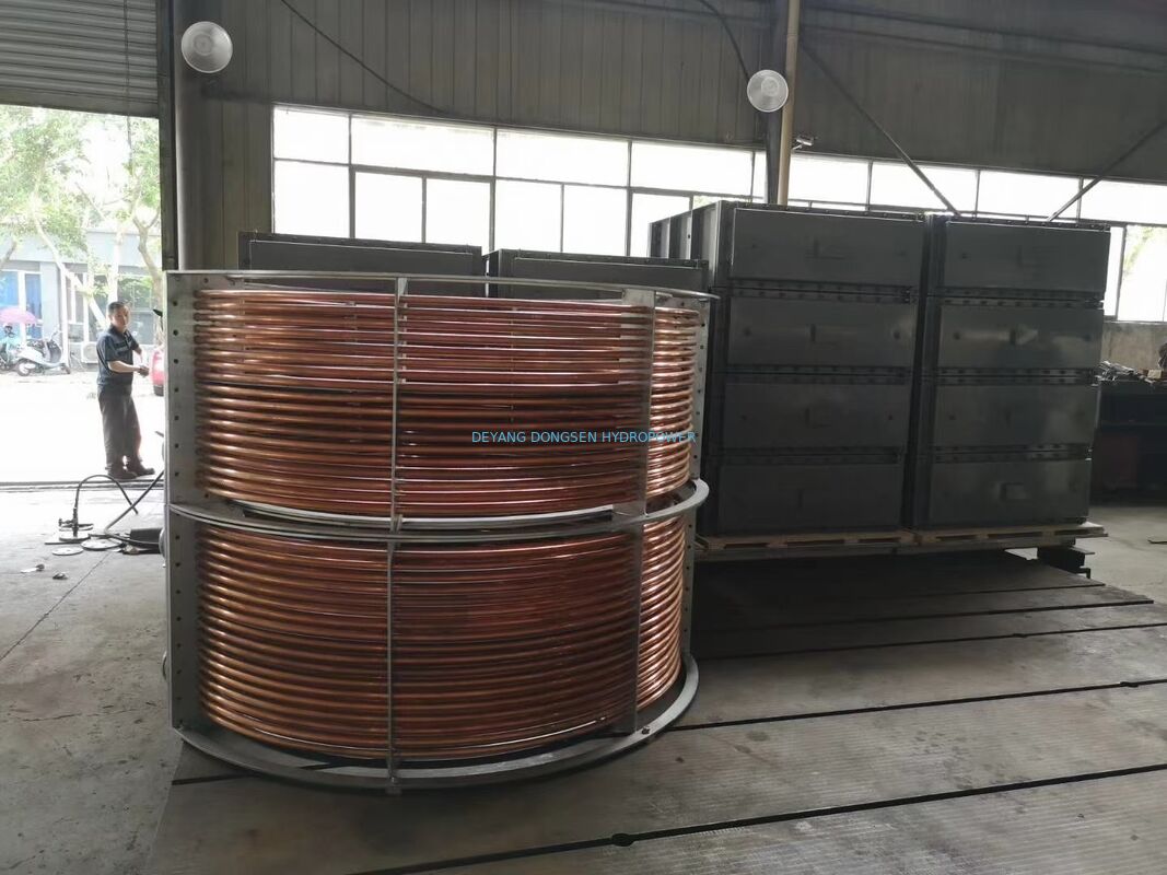 Air Cooled Oil Cooler 100kW Hydro Turbine Lube Oil Cooling System 1000RPM Bearing Coil